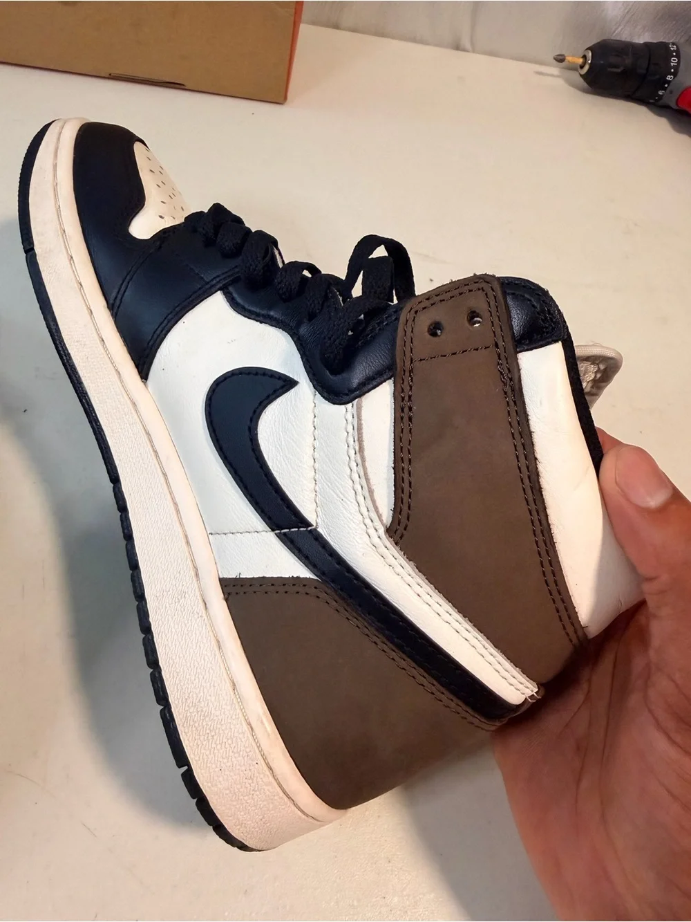 Nike Air Jordan 1 High Mens Sneakers - Black, White, Brown